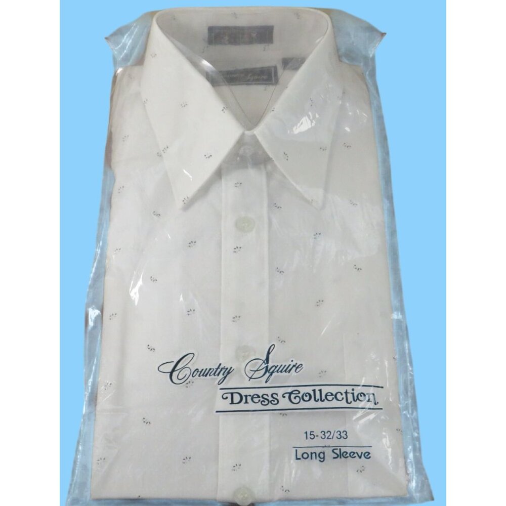 Country Squire Mens Long Sleeve Dress Shirt 15-32/33 White With Subtle Pattern